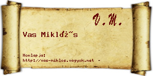 Vas Miklós névjegykártya